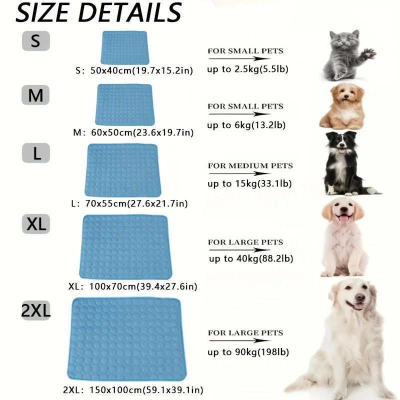 Cooling Mat for Dogs & Cats | Self-Cooling Ice Silk Pet BedCooling Mat for Dogs & Cats – Self-Cooling Ice Silk Summer Pet Bed