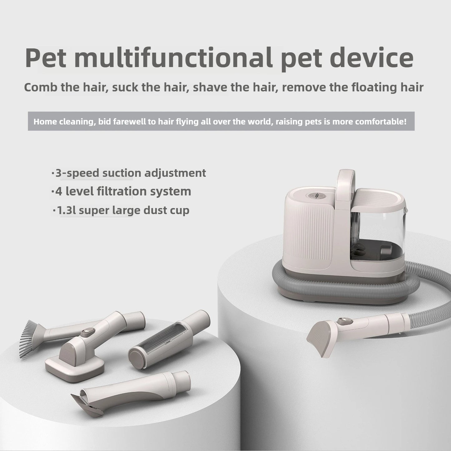 5-in-1 Pet Grooming Vacuum Kit | Hair Remover & Clipper for Dogs & Cats