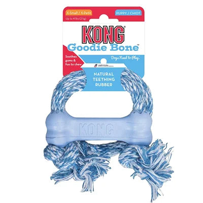 KONG® Goodie Bone with Rope – Durable Rubber Chew Toy for Puppies & Small Dogs
