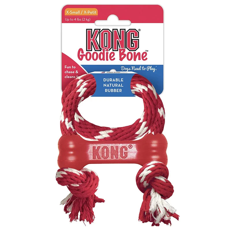 KONG® Goodie Bone with Rope – Durable Rubber Chew Toy for Puppies & Small Dogs