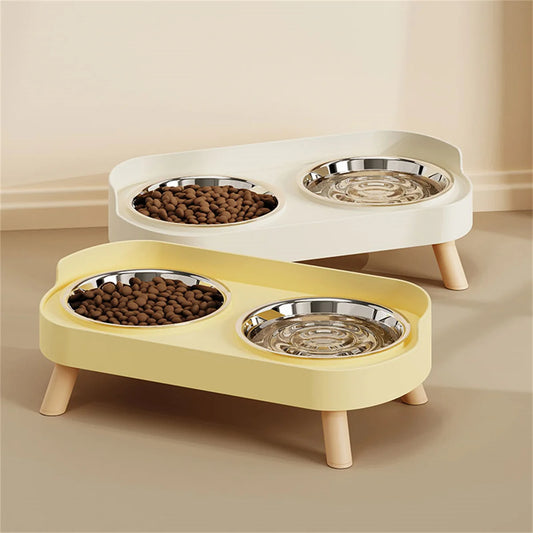 DopaPet – Modern Double Pet Bowl | Raised Stainless Steel Feeder for Cats & Small Dogs