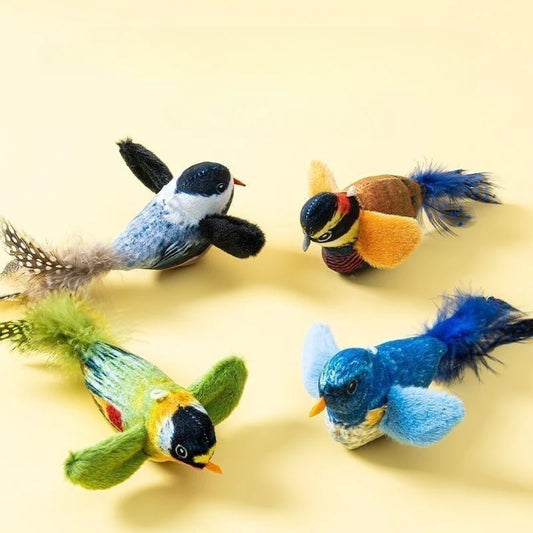 ChirpChase™ – Realistic Sound & Feather Bird Toy with Catnip Core