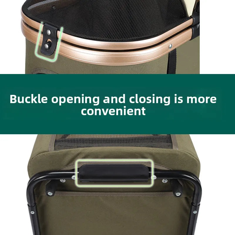 Double-Layer Pet Stroller | Detachable 2-in-1 Carrier