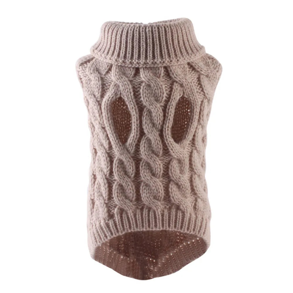 Knitted Dog Sweater – Classic Cable Knit Winter Jumper for Small Dogs & Cats