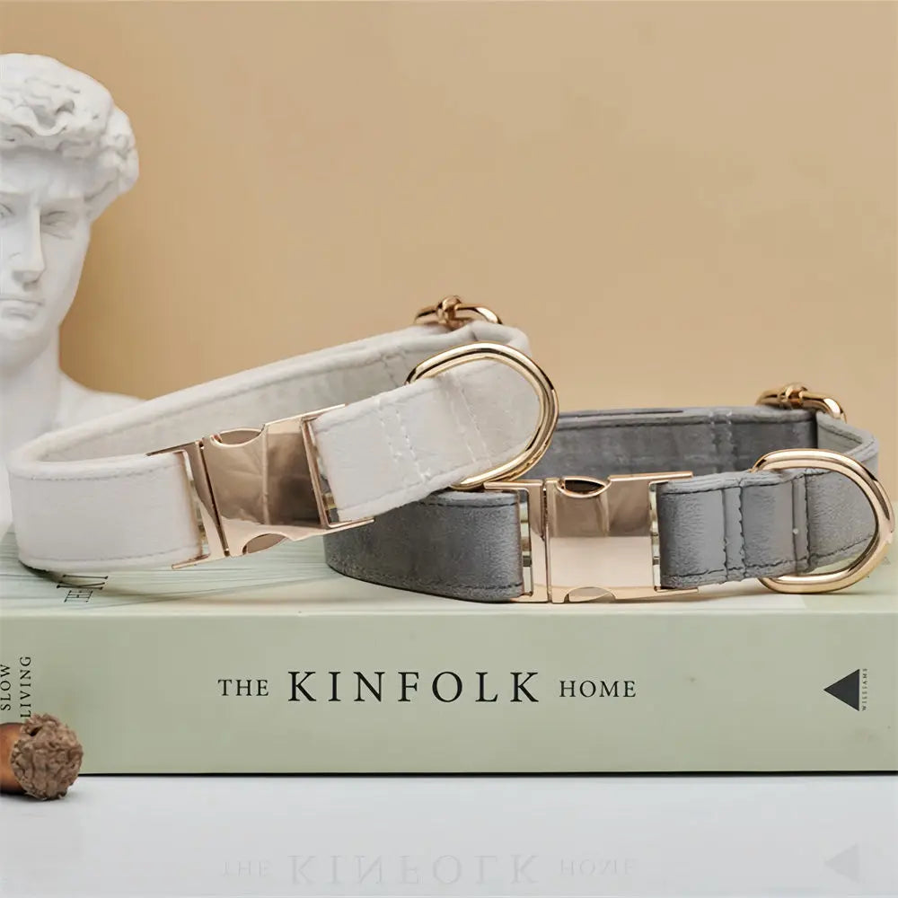 Velvet Luxe™ – Custom Engraved Premium Dog Collar | Soft, Adjustable, Wedding & Gift Edition