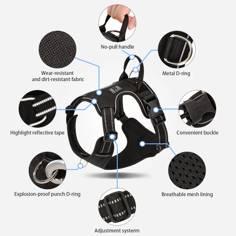 TrekFit™ – No-Pull Reflective Dog Harness | Adjustable & Padded for All Breeds