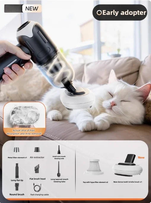 Wireless Pet Hair Vacuum | 200W Quiet Pet Hair Remover & Grooming Tool