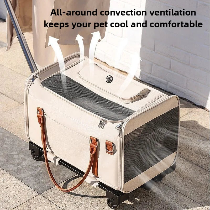 2-in-1 Pet Trolley Carrier & Backpack | Foldable Cat & Dog Travel Bag