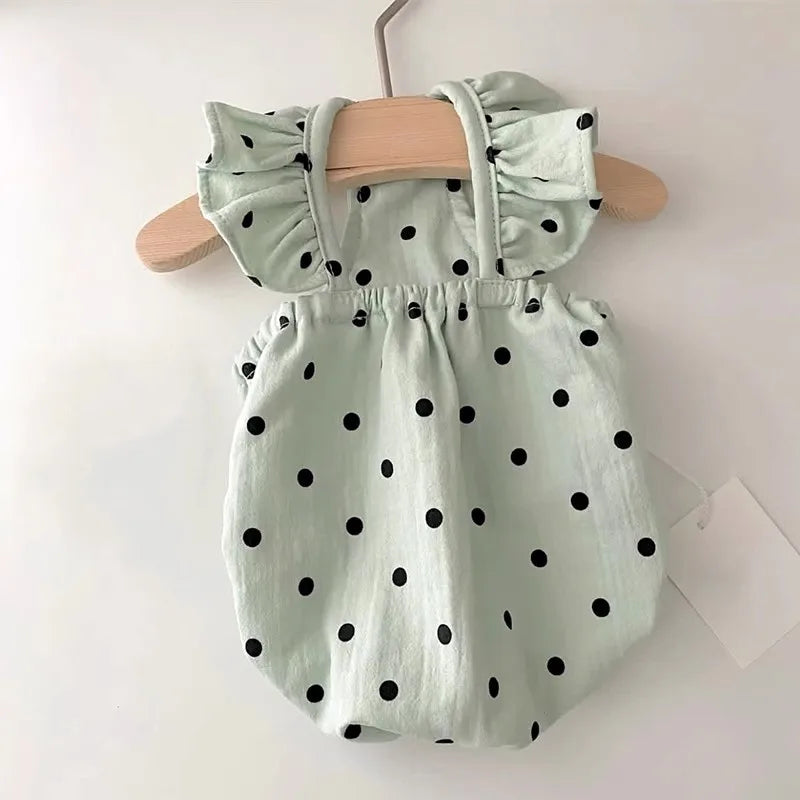PolkaDot Chic™ – Ruffle Shoulder Pet Dress | Soft Cotton Summer Outfit for Dogs & Cats
