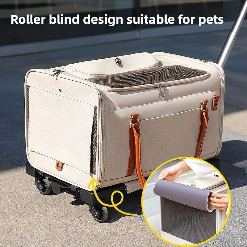 2-in-1 Pet Trolley Carrier & Backpack | Foldable Cat & Dog Travel Bag