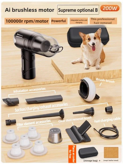Wireless Pet Hair Vacuum | 200W Quiet Pet Hair Remover & Grooming Tool