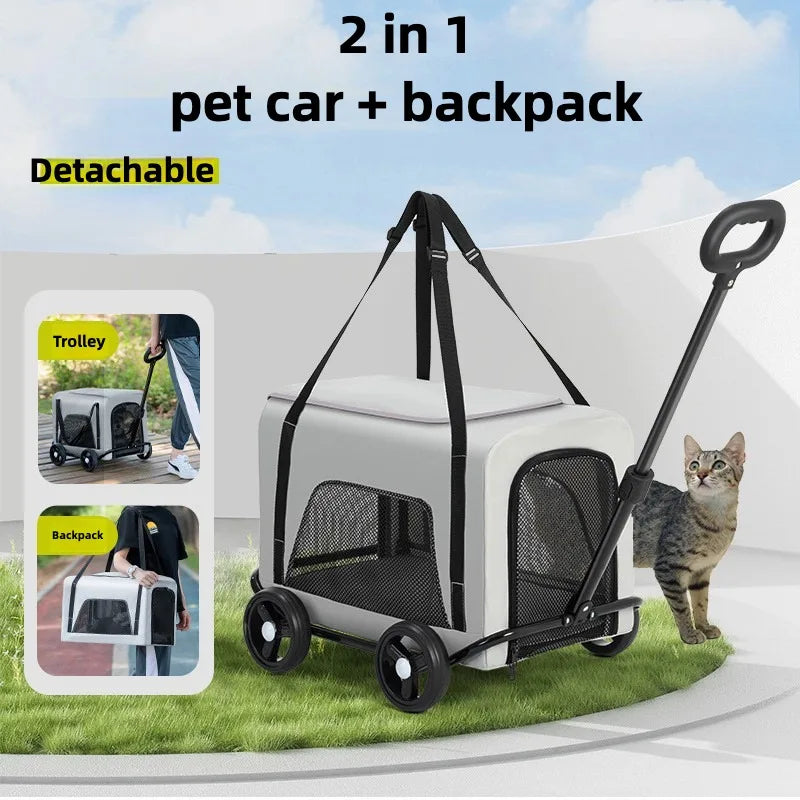 2-in-1 Pet Stroller & Backpack Carrier
