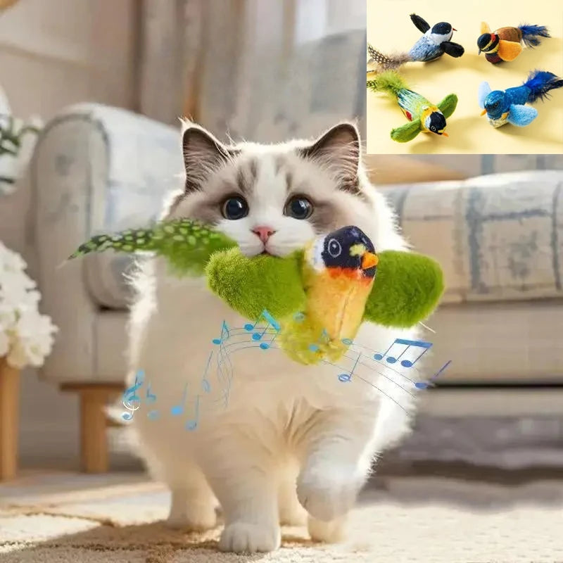 ChirpChase™ – Realistic Sound & Feather Bird Toy with Catnip Core