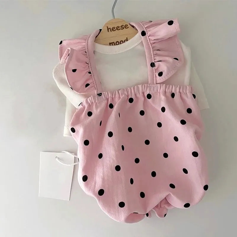 PolkaDot Chic™ – Ruffle Shoulder Pet Dress | Soft Cotton Summer Outfit for Dogs & Cats