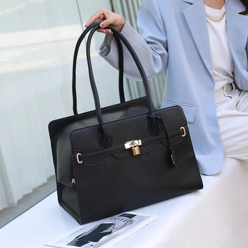 Luxury PU Leather Pet Carrier Handbag | Stylish Portable Pet Bag