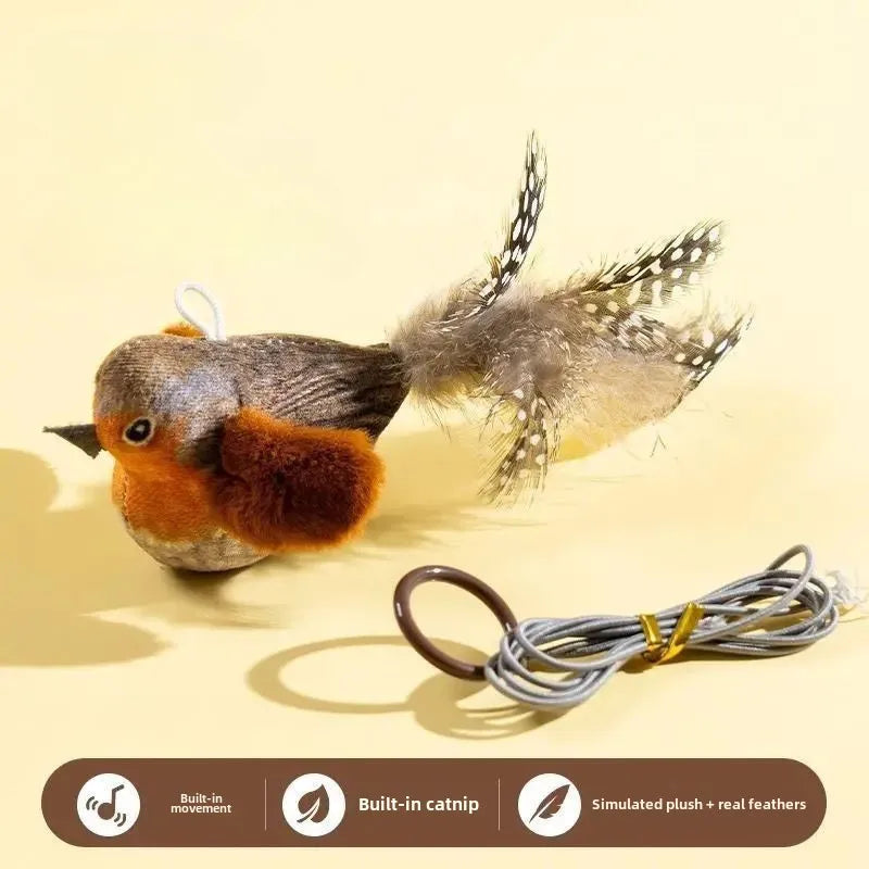 ChirpChase™ – Realistic Sound & Feather Bird Toy with Catnip Core