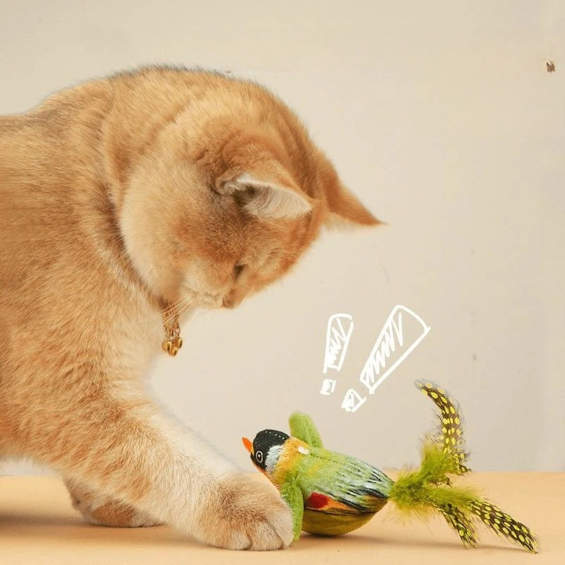 ChirpChase™ – Realistic Sound & Feather Bird Toy with Catnip Core