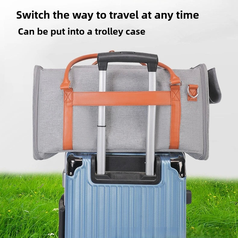 2-in-1 Pet Trolley Carrier & Backpack | Foldable Cat & Dog Travel Bag