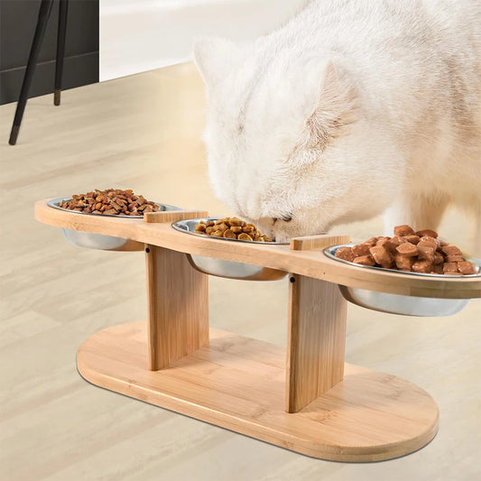Raised Cat Feeder – 3-in-1 Elevated Feeding Station with 15° Tilt