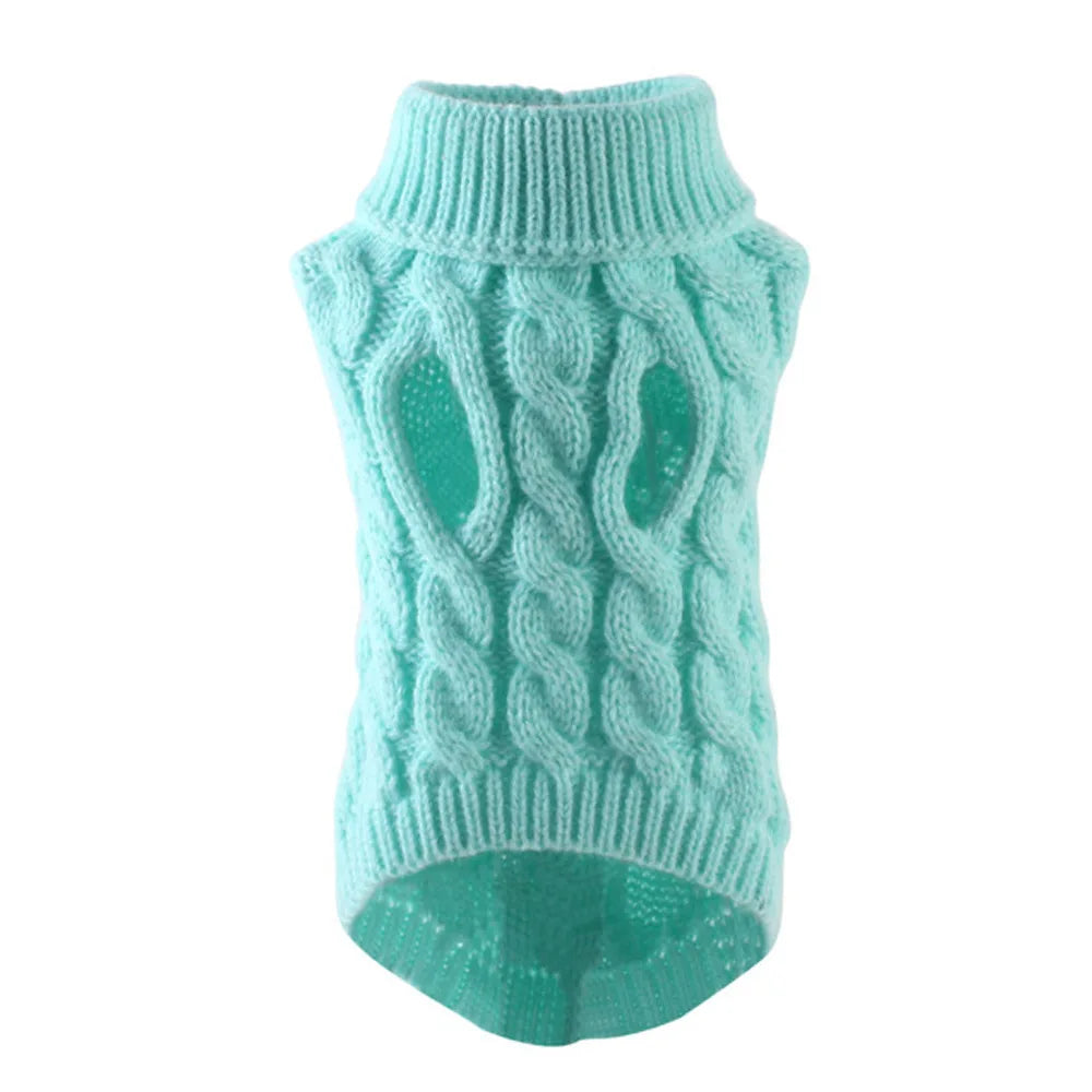 Knitted Dog Sweater – Classic Cable Knit Winter Jumper for Small Dogs & Cats