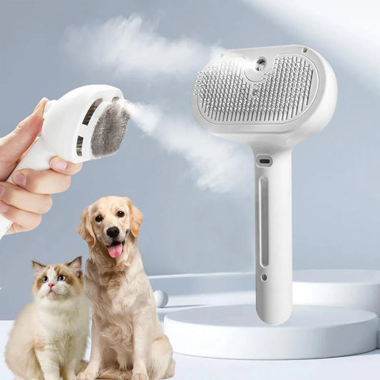 2-in-1 Steam Pet Grooming Comb | USB Hair Removal Brush for Dogs & Cats