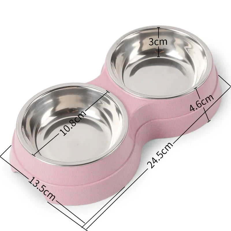 Double Pet Bowl – Stainless Steel Food & Water Feeder