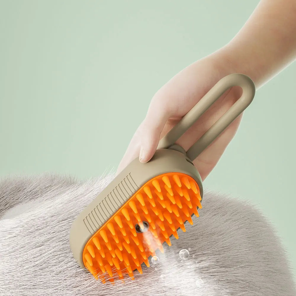 3-in-1 Steamy Pet Brush | Electric Dog & Cat Grooming Comb