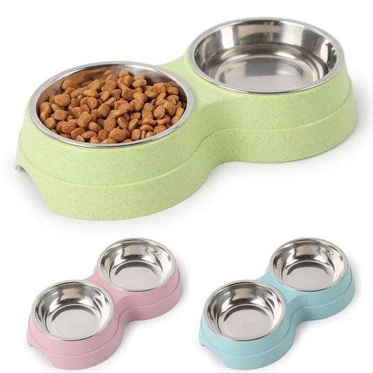Double Pet Bowl – Stainless Steel Food & Water Feeder