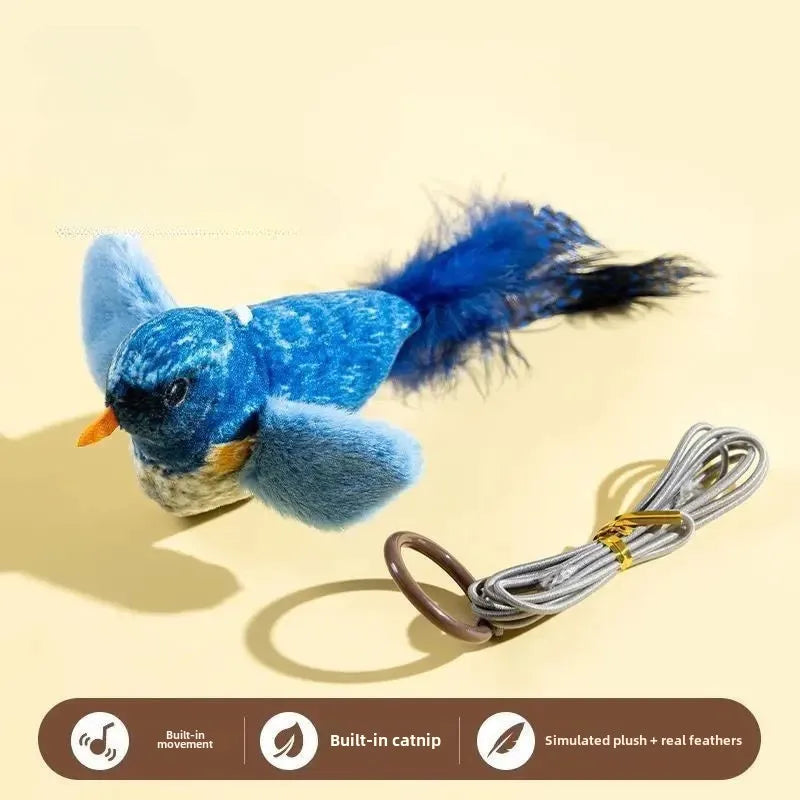 ChirpChase™ – Realistic Sound & Feather Bird Toy with Catnip Core