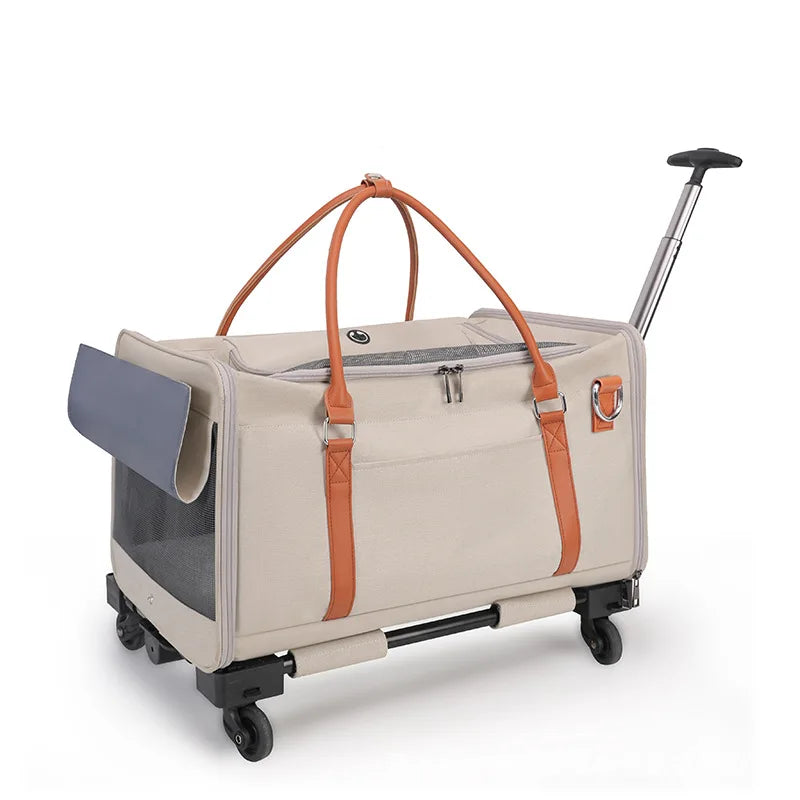 2-in-1 Pet Trolley Carrier & Backpack | Foldable Cat & Dog Travel Bag