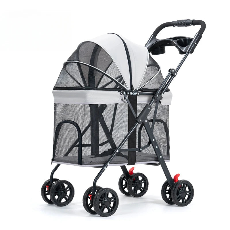 Breathable Folding Pet Stroller | Lightweight Dog & Cat Travel Carrier