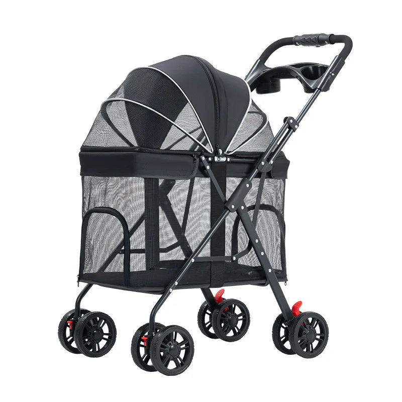 Breathable Folding Pet Stroller | Lightweight Dog & Cat Travel Carrier