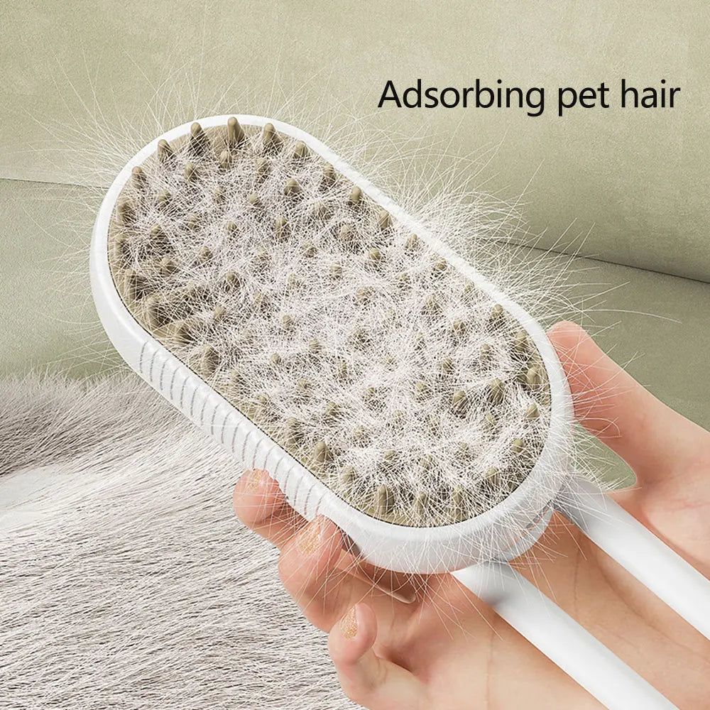 3-in-1 Steamy Pet Brush | Electric Dog & Cat Grooming Comb