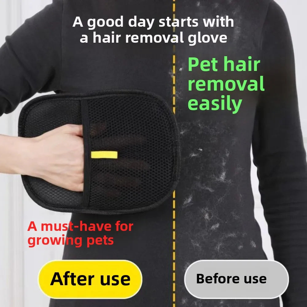 Electrostatic Pet Hair Removal Glove | Reusable Cat & Dog Grooming Mitt