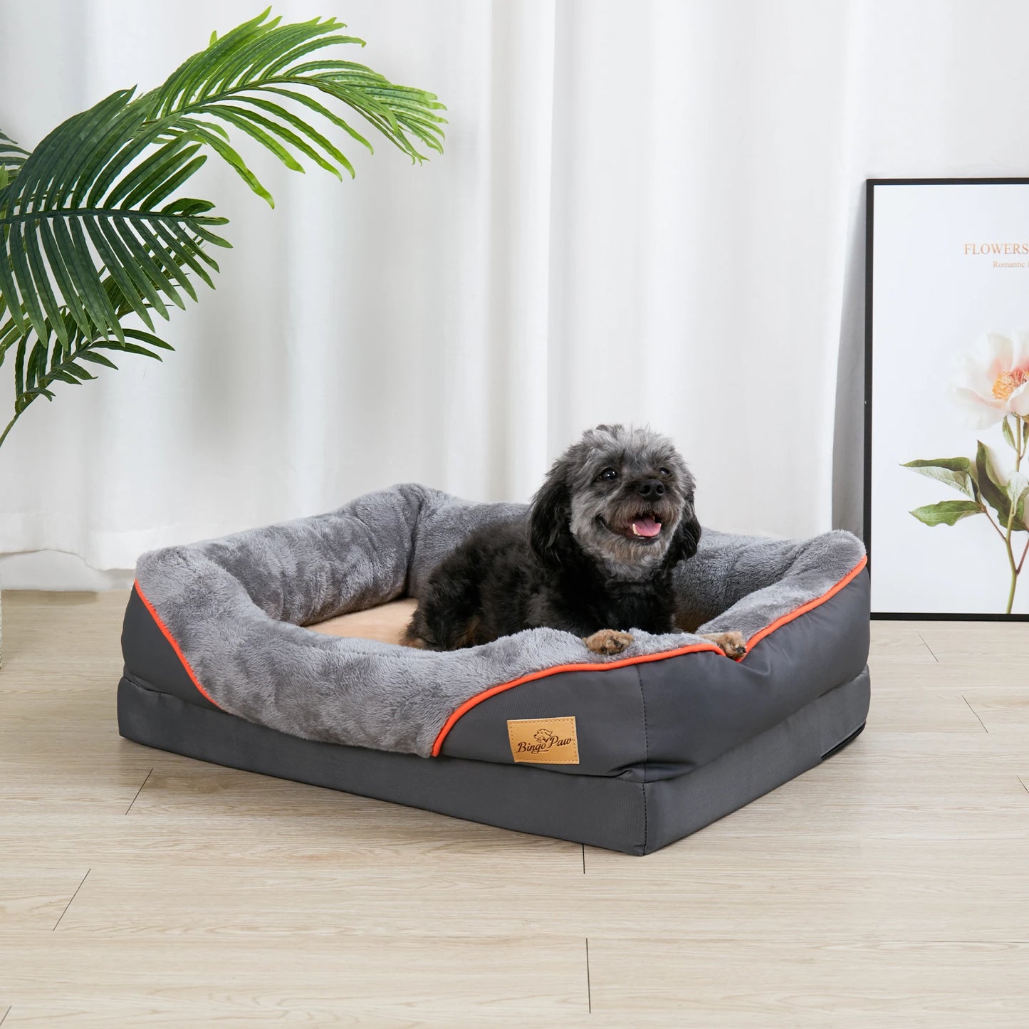 Orthopaedic Dog Bed with Bolsters | Removable Cover & Waterproof Base