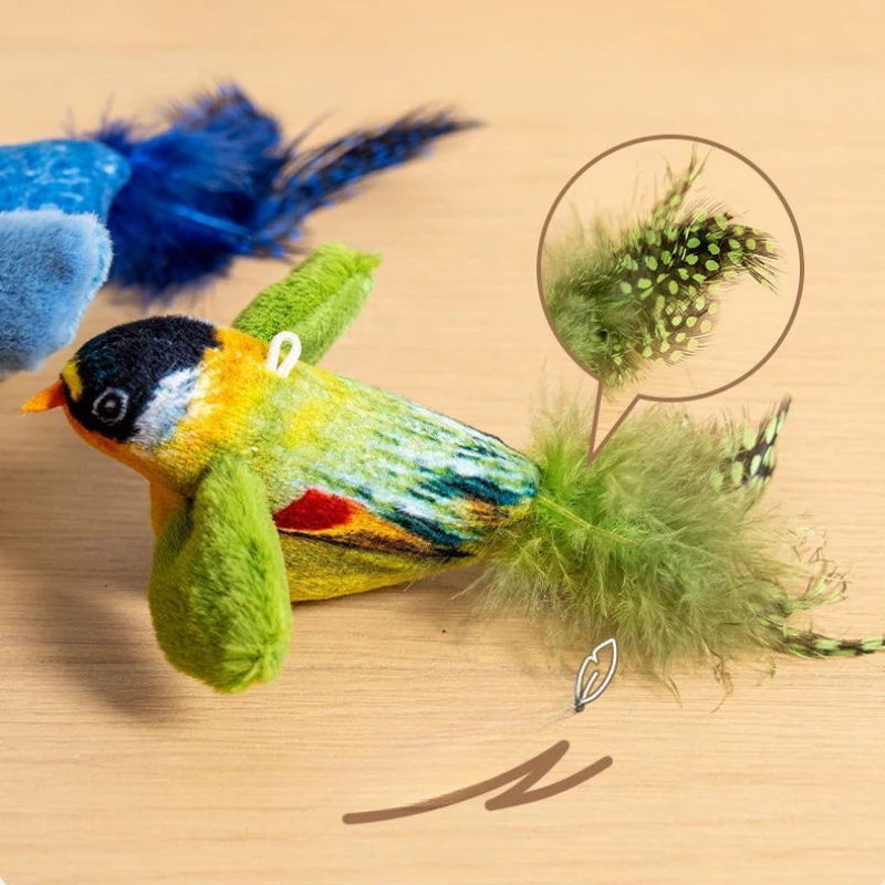 ChirpChase™ – Realistic Sound & Feather Bird Toy with Catnip Core