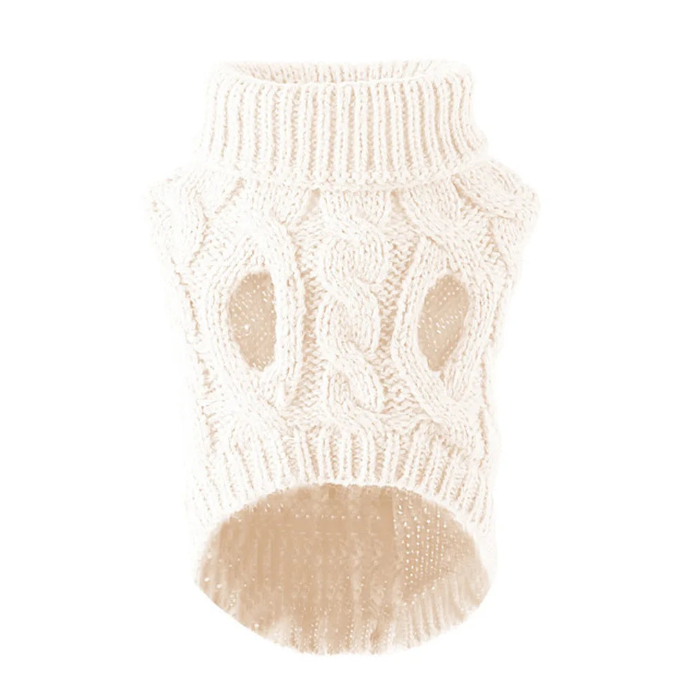 Knitted Dog Sweater – Classic Cable Knit Winter Jumper for Small Dogs & Cats