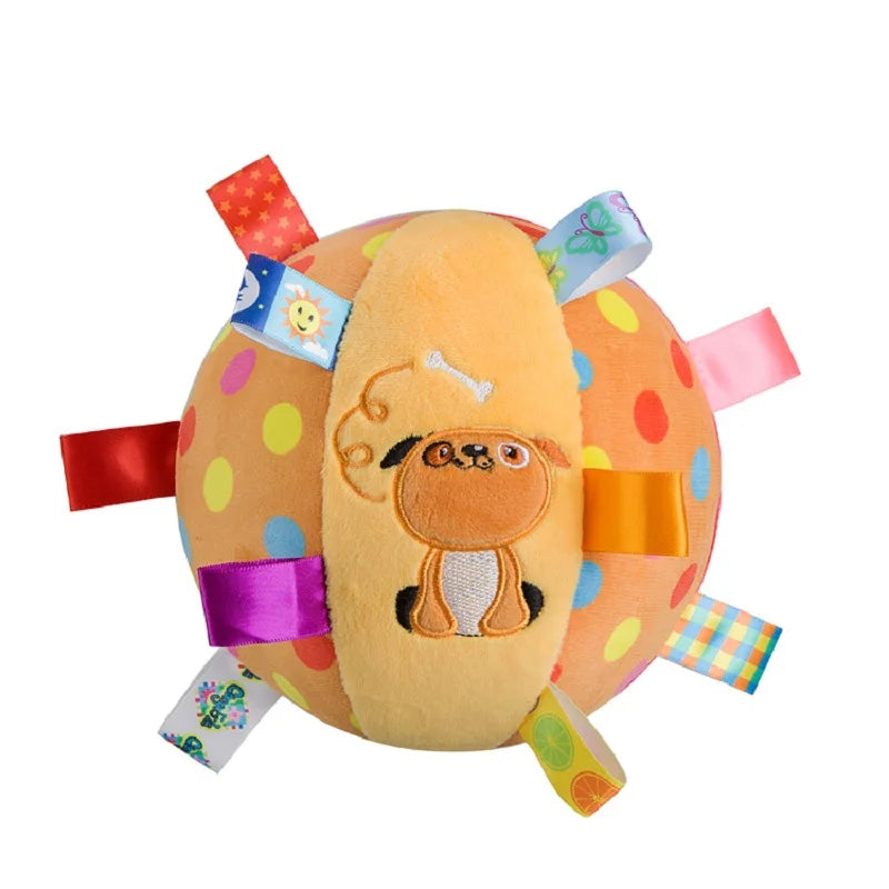 Interactive Plush Ball Dog Toy with Bell – Colourful Chew, Fetch & Training Toy for Small Dogs