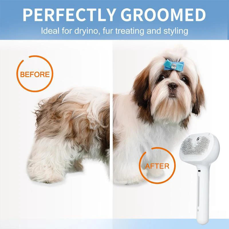 2-in-1 Steam Pet Grooming Comb | USB Hair Removal Brush for Dogs & Cats