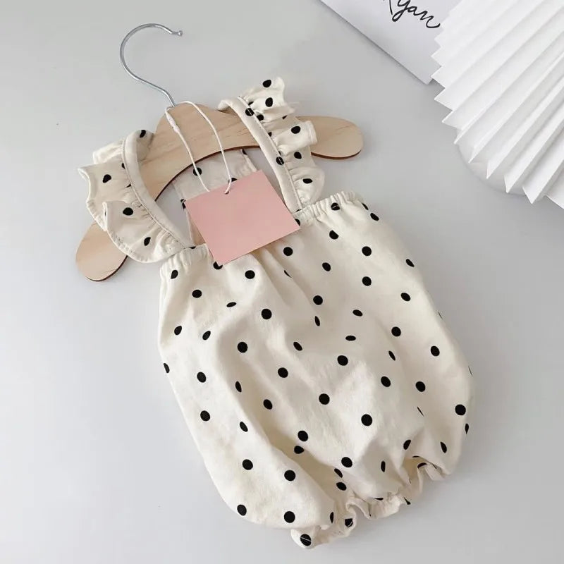 PolkaDot Chic™ – Ruffle Shoulder Pet Dress | Soft Cotton Summer Outfit for Dogs & Cats