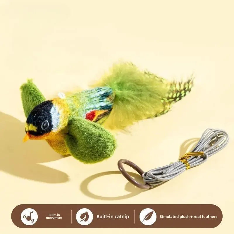 ChirpChase™ – Realistic Sound & Feather Bird Toy with Catnip Core