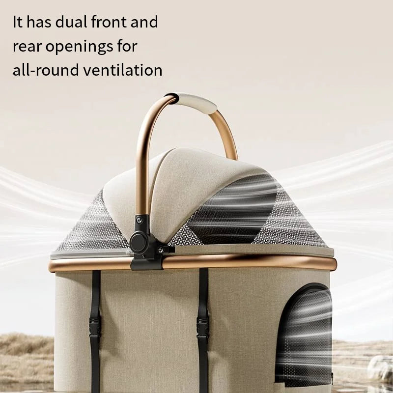 Luxury Pet Stroller & Carrier – Foldable Dog Buggy with 360° Rubber Wheels, Breathable Basket & Storage Compartment