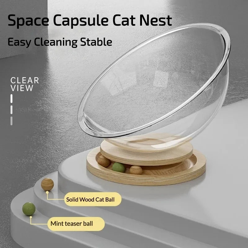 Space Capsule Cat Bed | Modern Clear Cat Hammock pod for all seasons