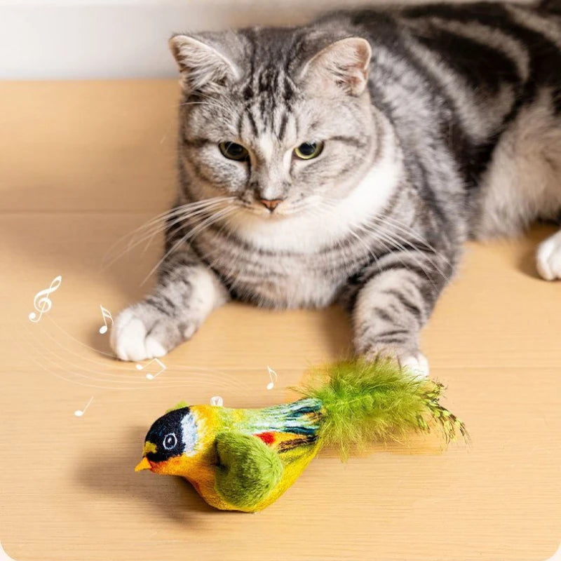 ChirpChase™ – Realistic Sound & Feather Bird Toy with Catnip Core