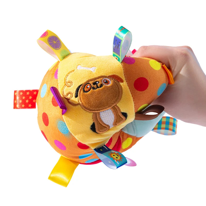 Interactive Plush Ball Dog Toy with Bell – Colourful Chew, Fetch & Training Toy for Small Dogs