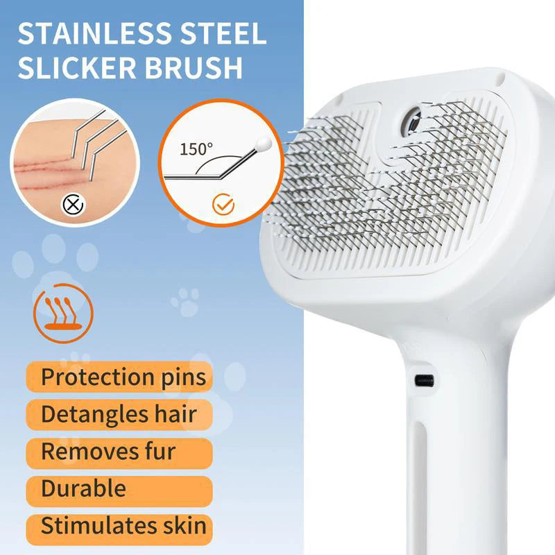2-in-1 Steam Pet Grooming Comb | USB Hair Removal Brush for Dogs & Cats