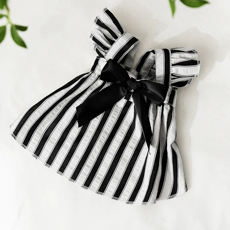 PolkaDot Chic™ – Ruffle Shoulder Pet Dress | Soft Cotton Summer Outfit for Dogs & Cats