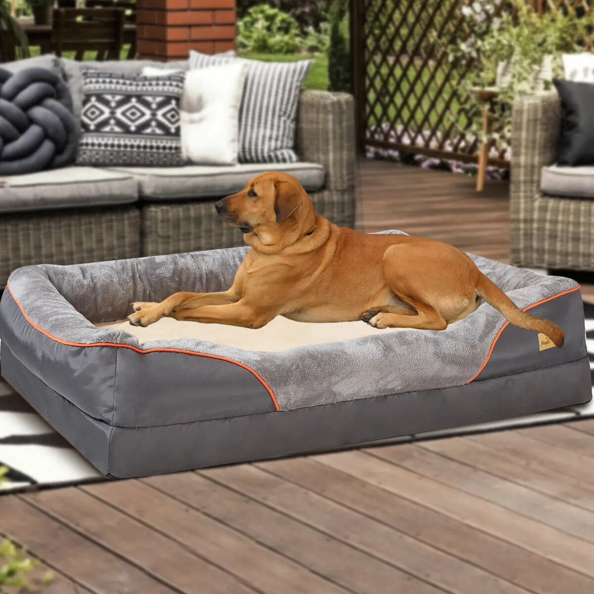 Orthopaedic Dog Bed with Bolsters | Removable Cover & Waterproof Base
