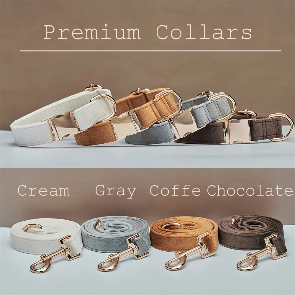 Velvet Luxe™ – Custom Engraved Premium Dog Collar | Soft, Adjustable, Wedding & Gift Edition