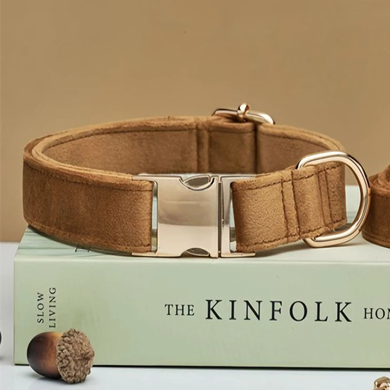 Velvet Luxe™ – Custom Engraved Premium Dog Collar | Soft, Adjustable, Wedding & Gift Edition